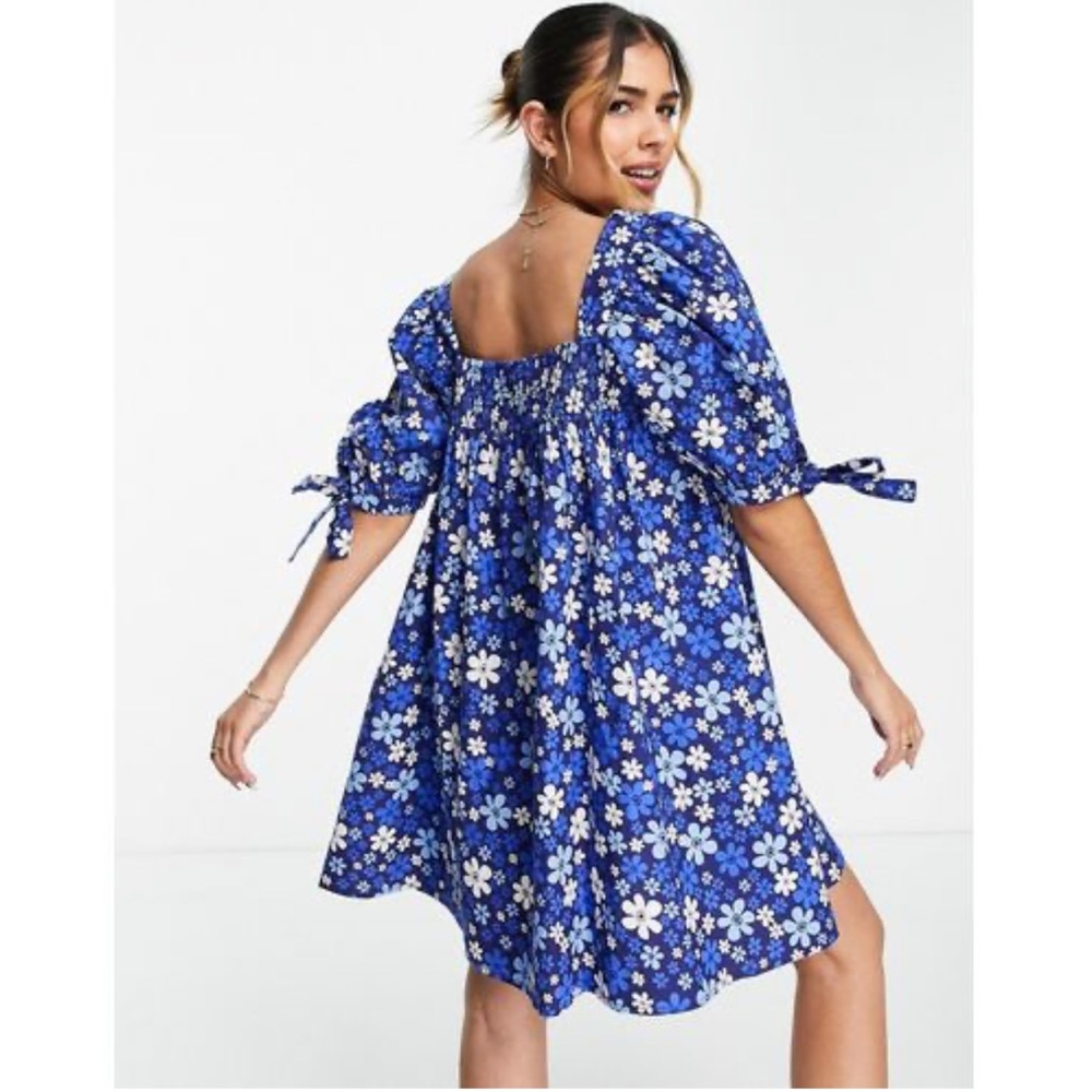 Blue Floral Mini ASOS Influence Dress